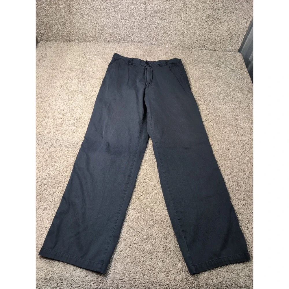 Zegna Sport Mens Dark Gray Cotton Flat Front Casual Dress Pants Italy 33x33‎